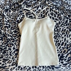 NWOT Salty Honey Razor Back Athletic Ribbed Tank Top Cream‎ Women's Size L